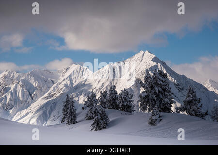 Alpen, Parseierspitze und Rauer Kopf Berge vom Venet Berg, Venet, Zams, Tirol, Österreich Stockfoto