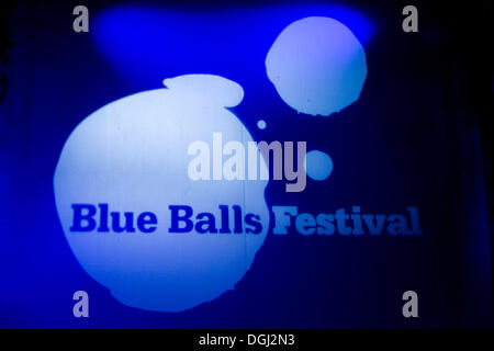 Schriftzug und Logo des Blue Balls Festival in Luzern, Schweiz Stockfoto