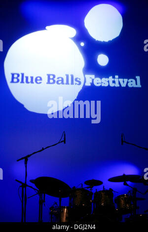 Schriftzug und Logo des Blue Balls Festival in Luzern, Schweiz Stockfoto