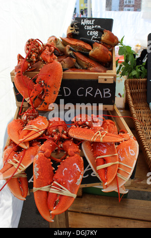 England Dorset Weymouth Dorset Seafood Festival frisch gefangen und gekochte Krabben und Hummer Stockfoto