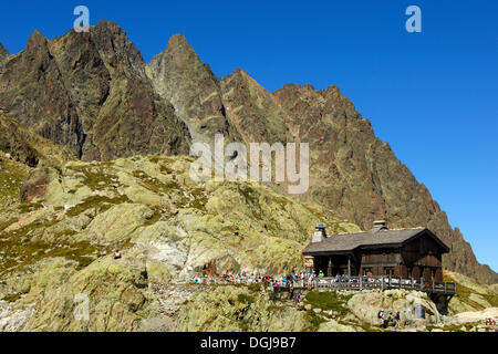 Refuge du Lac Blanc Berg Kabine, Chamonix, Haute-Savoie Abteilung, Frankreich, Europa Stockfoto