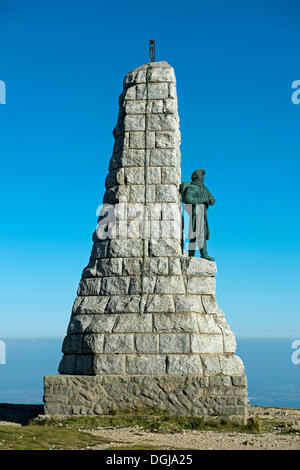 Denkmal der Diables Bleus, ein Bataillon von Gebirgsjägern, auf dem Gipfel des Grand Ballon Berg, über dem Rhein Stockfoto