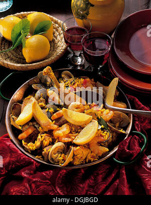 Paella Valenciana, Spanien. Stockfoto