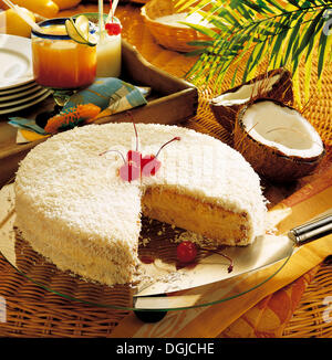 Kokosnuss und Vanille Mousse Kuchen, Costa Rica. Stockfoto