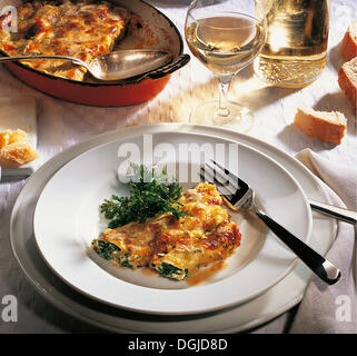 Gemüsekannelloni mit Ricotta-Käse, Italien. Stockfoto