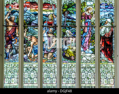 Bleiverglasungen, erste Kirche von Otago, eine Presbyterianische Kirche, viktorianischen Stil Kathedrale, Dunedin, Südinsel Stockfoto