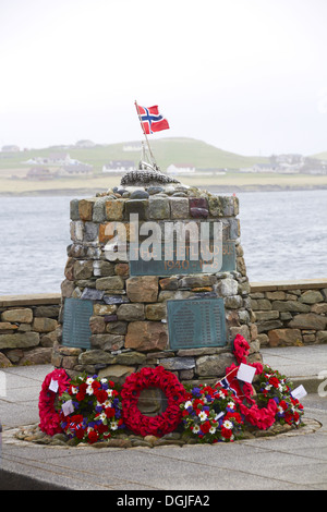 Denkmal für die Kriegszeit Shetland Bus-Betrieb. Stockfoto