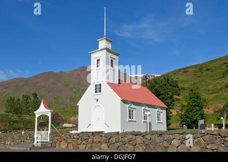 Kirche der alten Torf Farm von Laufás, Museum, Eyjafjoerður, Island, Europa Stockfoto