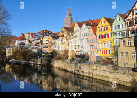 Flussufer, Neckars, Tübingen, Baden-Württemberg Stockfoto