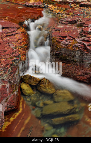 Tonschiefer mineralischen Sedimentschichten in Lost Horse Creek Waterton Lakes National Park in Alberta Kanada Stockfoto