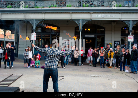 A Street Performer in Fremantle in West-Australien. Stockfoto