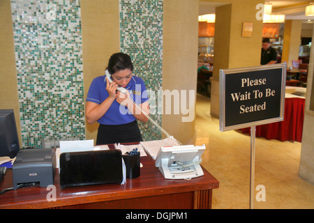 Miami Beach Florida, Collins Avenue, Holiday Inn, Miami Beach, Oceanfront, Hotel, Lobby, Restaurant Restaurants Essen Essen Essen Café Cafés, Küche, Essen, Eingang, Stockfoto