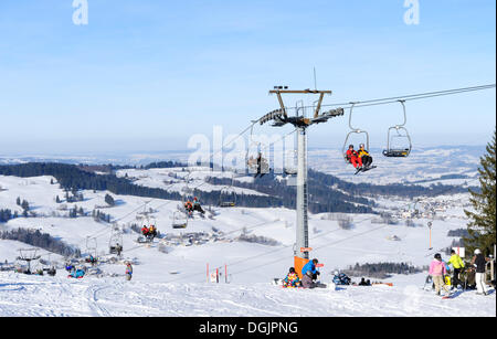 Skigebiet am Mt. Gruenten, oberen Allgäu, Schwaben, Bayern Stockfoto