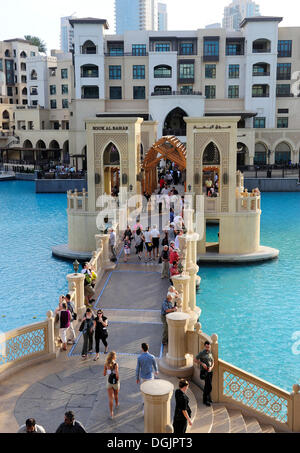 Souk Al Bahar, Dubai Business Bay, Downtown Burj Dubai, Dubai, Vereinigte Arabische Emirate, Naher Osten, Asien Stockfoto