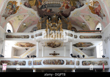 Orgel in der Kirche St. Peter und Paul, Oberammergau, Bayern, Oberbayern Stockfoto