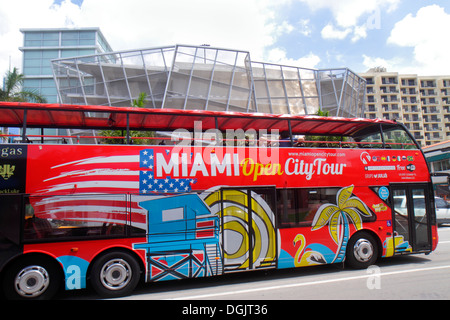 Miami Beach Florida, Miami Open City Tour, Doppeldeckerbus, Bus, rot, bunt, in FL130731208 Stockfoto