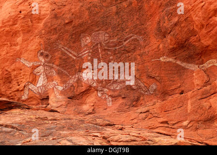 Historischen Aborigines schnitzen, Detail, südlich von Alice Springs, Northern Territory, Australien Stockfoto