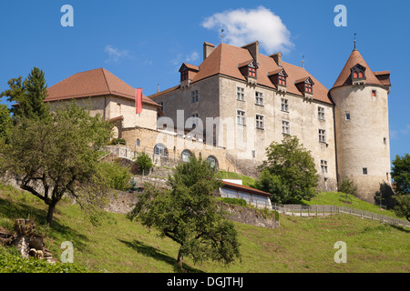 Schloss Gruyères in der Schweiz. Stockfoto