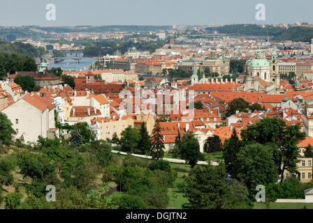 Blick vom Kloster Strahov in Prag und die Moldau Fluss, Tschechische Republik, Europa Stockfoto