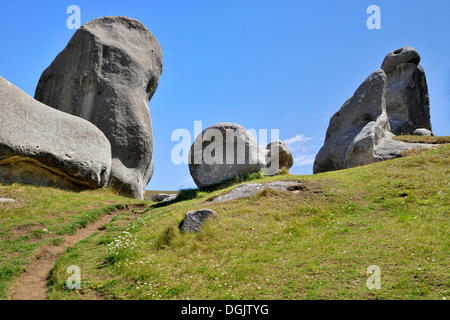 Trail durch den Kalkstein-Formationen der Castle Hill Kalkfelsen, Kura Tawhiti Conservation Area, Selwyn Bezirk Stockfoto