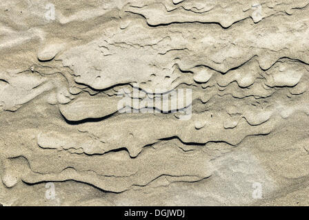 Sand-Struktur auf den Strand, Farewell Spit Nature Reserve, Golden Bay, Südinsel, Neuseeland Stockfoto