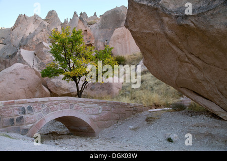 Alte Cavetown in der Nähe von Göreme, Kappadokien, Türkei Stockfoto