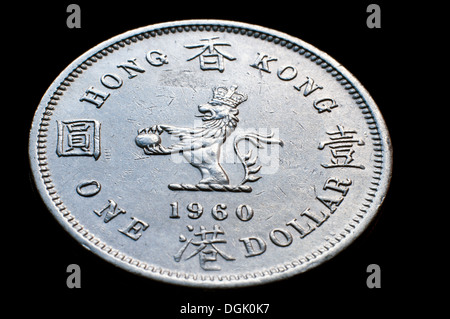 1960-Hong Kong-1-Dollar-Münze Stockfoto