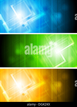 Bunte Vektor Banner mit Tech-Elementen. EPS-10 Stockfoto