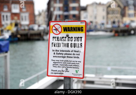 Bitte melde nicht füttern der Möwen Weymouth Hafen Dorset Wessex UK Stockfoto