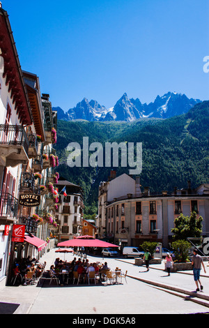 Mont Blanc Blick von Chamonix Frankreich Stockfoto