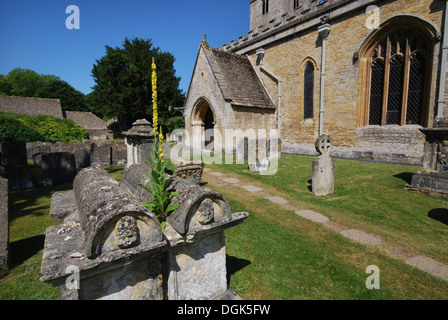 Str. Mary die Jungfrau Kirche in Bibury, einem schönen Cotswolds Dorf in Gloucestershire UK Stockfoto