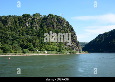 Der legendäre Loreley-Felsen am Rhein. Stockfoto