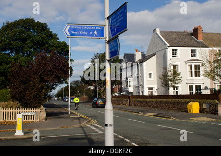 Verkehrszeichen in Hoylake. Wirral Stadt Gastgeber 2014 Open Golf Championships im Royal Liverpool Golf Club Stockfoto