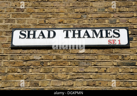 Shad Thames SE1 Straßenschild. Stockfoto