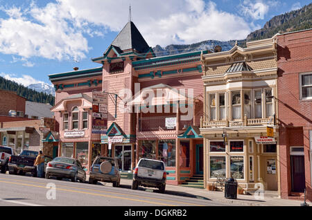 Historische Gebäude in Gold und Silber Bergbau Stadt Ouray, Colorado, USA Stockfoto