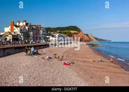 Jurassic Coast Strand und Klippen bei Sidmouth. Stockfoto