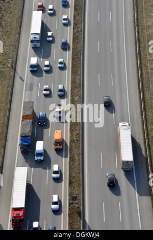 Luftaufnahme, Stau auf der Autobahn A1 in Billstedt, Billstedt, Hamburg, Hamburg, Deutschland Stockfoto