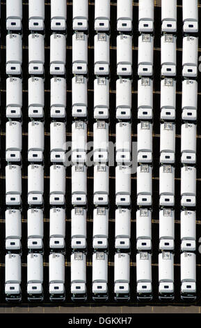 Luftaufnahme, Tankfahrzeugen parkte am Hafen Unikai, Hamburg, Hamburg, Deutschland Stockfoto