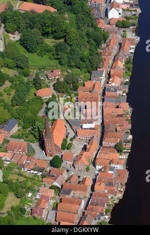 Luftaufnahme, Stadtbild von Lauenburg an der Elbe, Lauenburg an der Elbe, Schleswig-Holstein, Deutschland Stockfoto