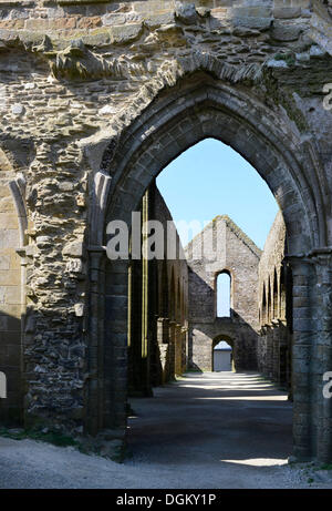 Stiftsruine St. Mathieu, Kap Pointe de Saint Mathieu, Département Finistère, Bretagne, Frankreich, Europa Stockfoto
