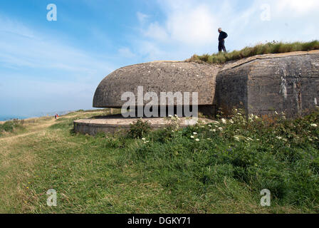 Deutsche Bunker auf den Klippen am Kap Fagnet, Fécamp, Alabaster Küste der Normandie, Frankreich Stockfoto