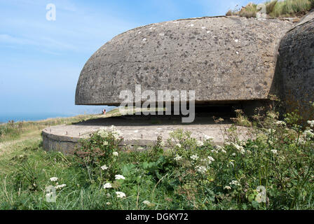 Deutsche Bunker auf den Klippen am Kap Fagnet, Fécamp, Alabaster Küste der Normandie, Frankreich Stockfoto