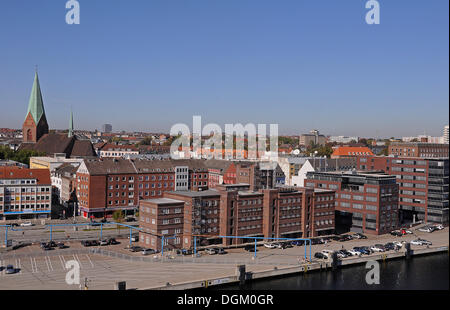 Ansicht der Kieler Hafen, Lagerhäuser, Kiel, Schleswig-Holstein Stockfoto