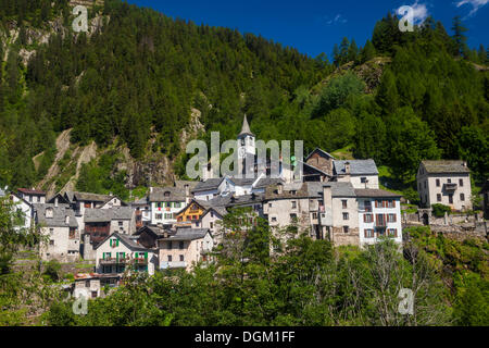 Ansicht des Dorfes fusio, Val Lavizzara, lavizzara Tal, Tessin, Schweiz, Europa Stockfoto