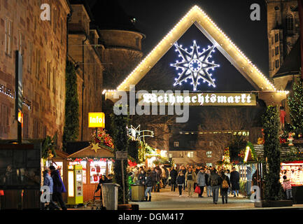 Eingang, Weihnachtsmarkt, Altes Schloss Burg, quadratische Stuttgart, Stuttgart, Baden-Württemberg Stockfoto