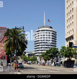 Capitol Records Hauptsitz, Hollywood Boulevard, Hollywood, Los Angeles, California, Vereinigte Staaten von Amerika, USA Stockfoto