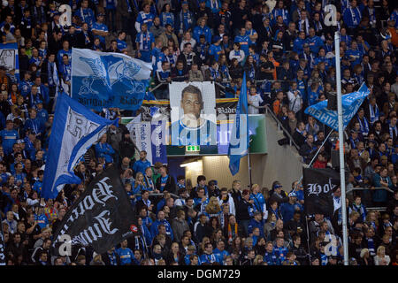 Banner von Boris Poster VUKCEVIC, TSG 1899 Hoffenheim in der Fanblock der TSG Hoffenheim, Anzeige der Sympathie nach seinem schweren Stockfoto