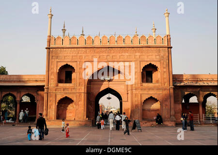 Nördliche Tor der Freitag Moschee Jama Masjid, Old Delhi, Uttar Pradesh, Nordindien, Indien, Südasien, Asien Stockfoto