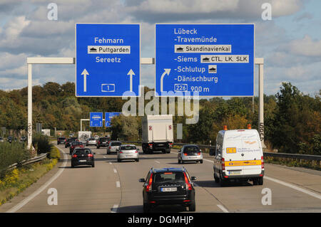 Autobahn in Lübeck, Schleswig-Holstein Stockfoto