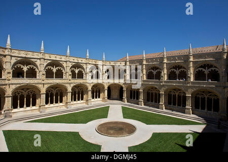 Zwei-stöckigen Kreuzgang, claustro, Hieronymus-kloster, hieronymites Kloster, UNESCO-Weltkulturerbe, spätgotischen Stil Stockfoto